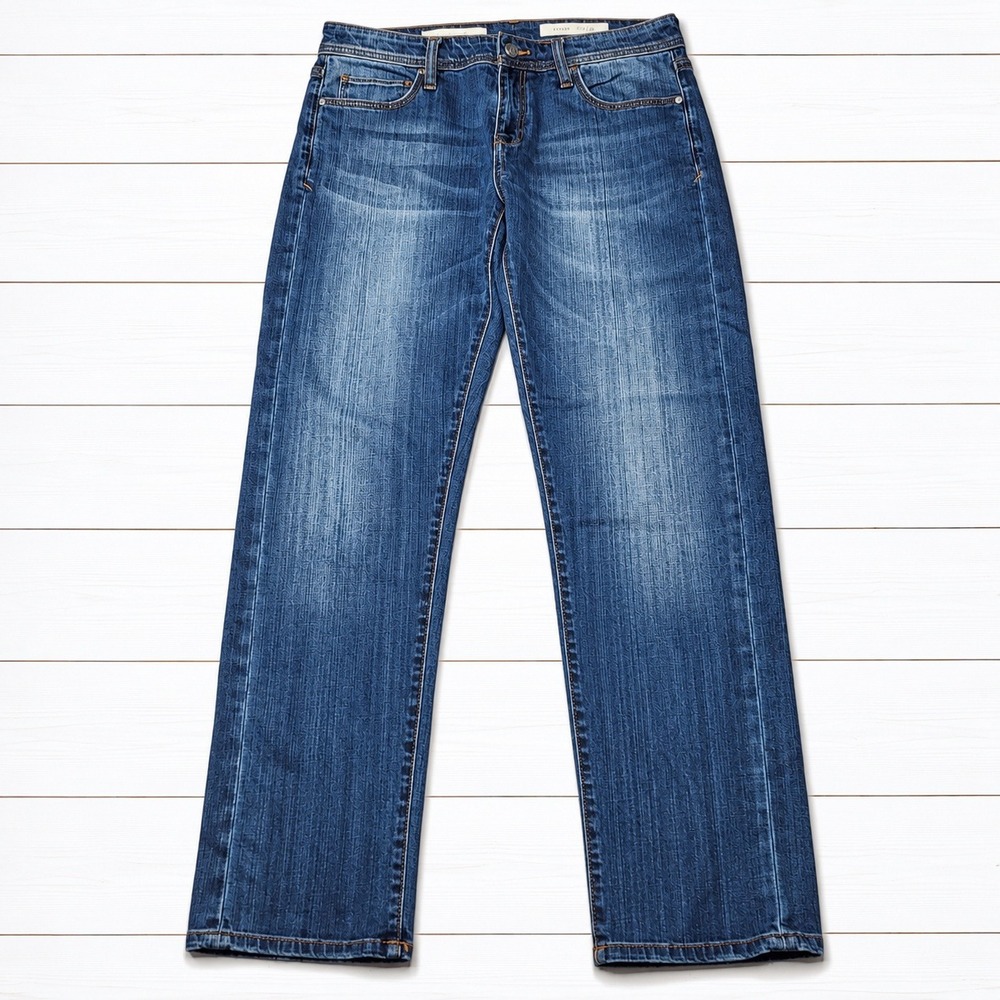 Pilcro Anthropologie Hyphen Straight Leg Jeans Low Rise Blue Medium Wash 28